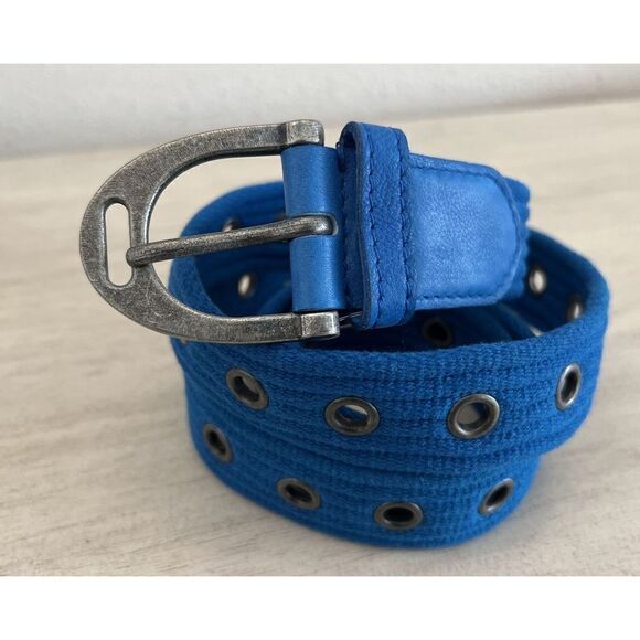 Free People Womens Sz S/M Blue Belt Canvas Leather NEW - Picture 2 of 9